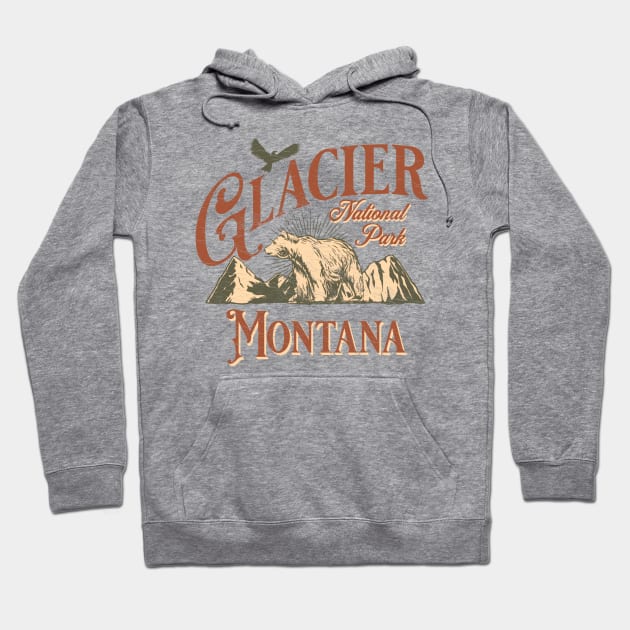 Glacier Montana National Park Retro distressed Vintage Design Hoodie by Happy as I travel